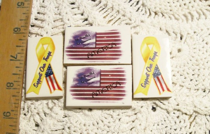 Mosaic Tiles~*SUPPORT OUR TROOPS~ 4 FOCALS~Kiln Fired