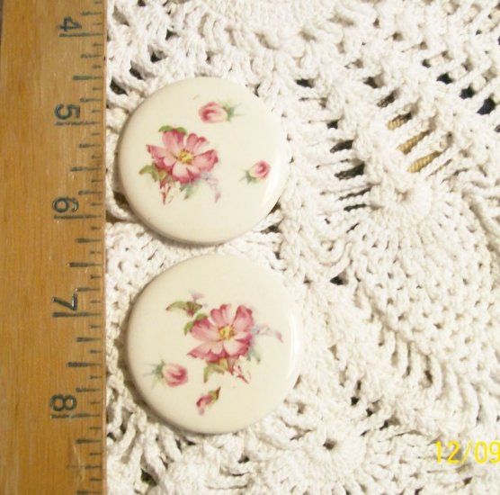 Mosaic Tiles ~DELICATE PINK ROSES~ 2 HM Pendant-Pin