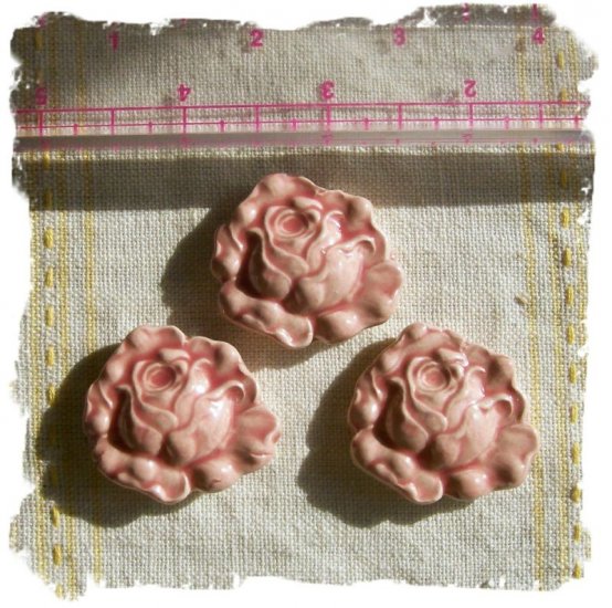 Mosaic Tiles ~ROSES IN PINK ~ 3 HM Clay Kiln Fired Tile
