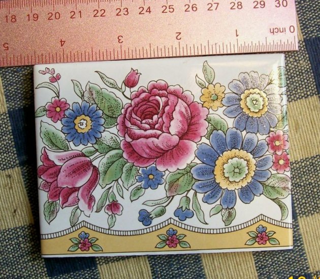 Mosaic Tiles*~ROSE BOUQUET*~1 Large HM Kiln Fired Tile