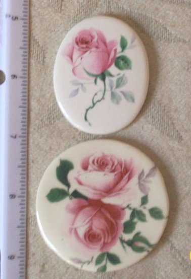 Altered Art Pendant~PINK ROSES~ 2 Mosaic Tile -Jewelry