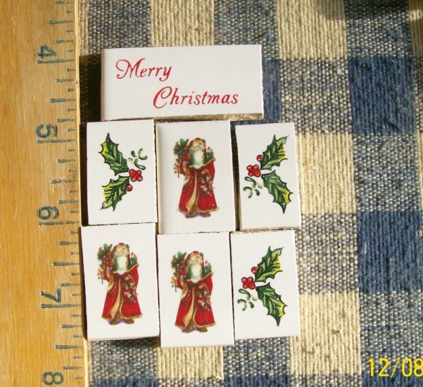 Mosaic Tiles~*XMAS SANTA SET*~ 7 FOCALS~Kiln Fired