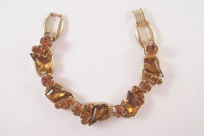 Vintage Juliana Topaz Kite Rhinestone Bracelet Delizza and Elster