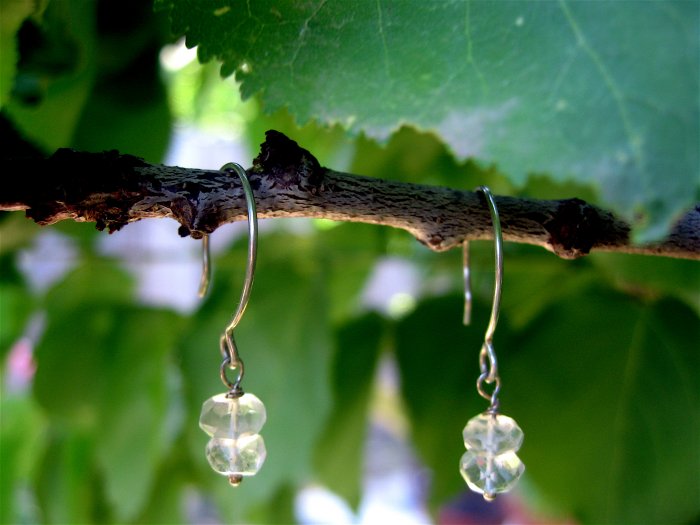 Handmade artisan earrings sterling aquamarine hoop earwires