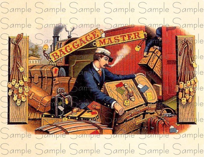 Vintage Baggage Master Digital Cigar Box Art Ephemera Scrapbooking Altered Art