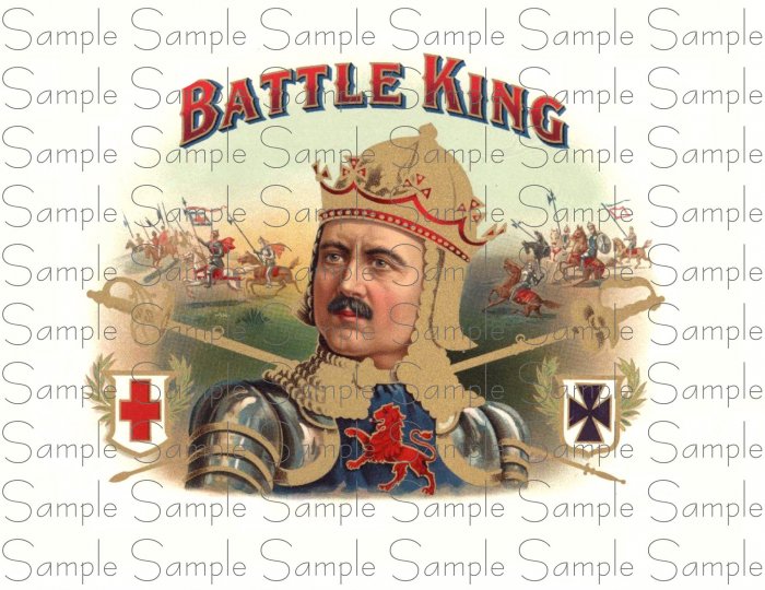 Vintage Battle King Digital Cigar Art Ephemera Scrapbooking Altered Art