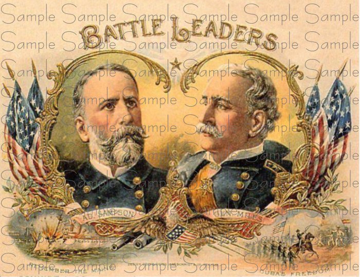 Vintage Battle Leaders Digital Cigar Art Ephemera Scrapbooking Altered Art