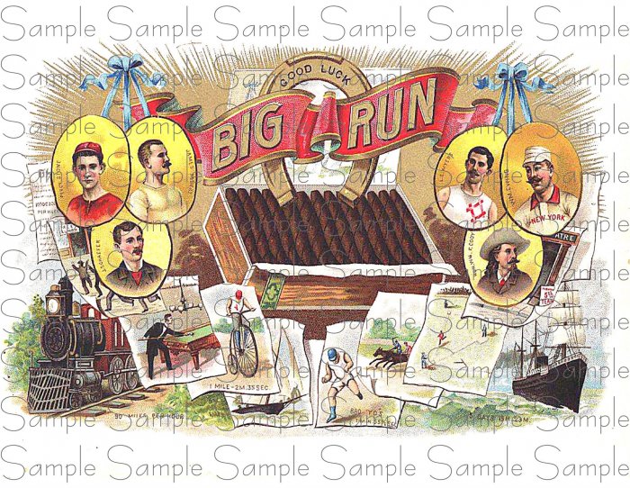 Vintage Big Run Digital Cigar Art Ephemera Scrapbooking Altered Art