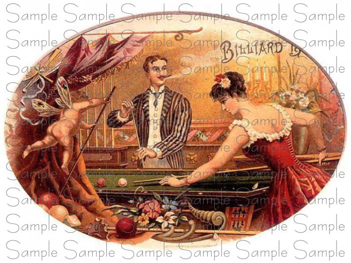 Vintage Billiard Digital Cigar Art Ephemera Scrapbooking Altered Art