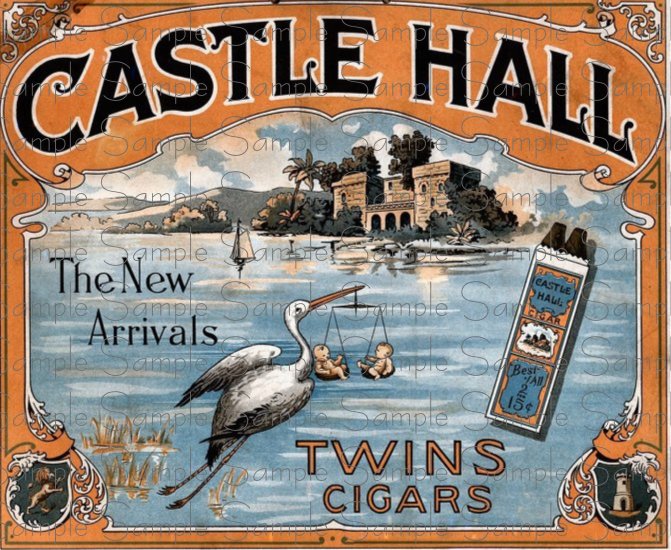 Castle Hall Digital Vintage Cigar Art Ephemera Scrapbooking Altered Art