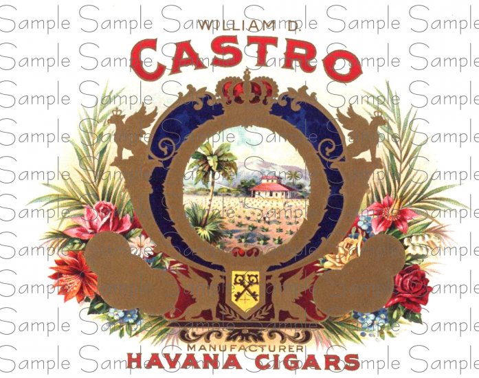 Castro Digital Vintage Cigar Art Ephemera Scrapbooking Altered Art