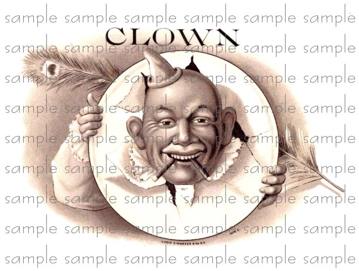 Clown Digital Vintage Cigar Art Ephemera Scrapbooking Altered Art