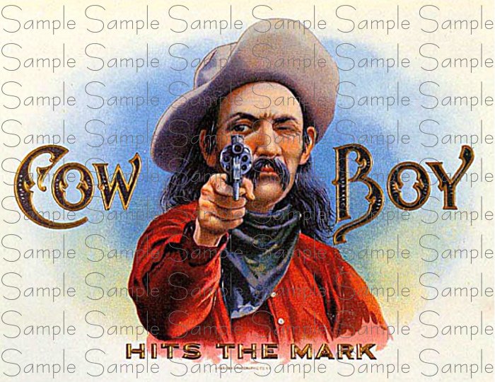 Cowboy Digital Vintage Cigar Art Ephemera Scrapbooking Altered Art