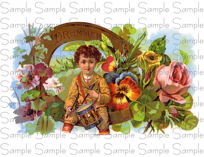 Drummer Digital Vintage Cigar Art Ephemera Scrapbooking Altered Art