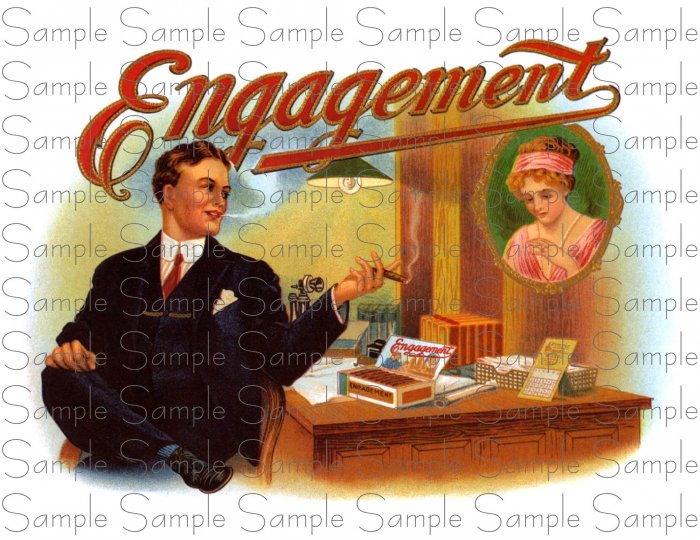 Engagement Digital Vintage Cigar Art Ephemera Scrapbooking Altered Art