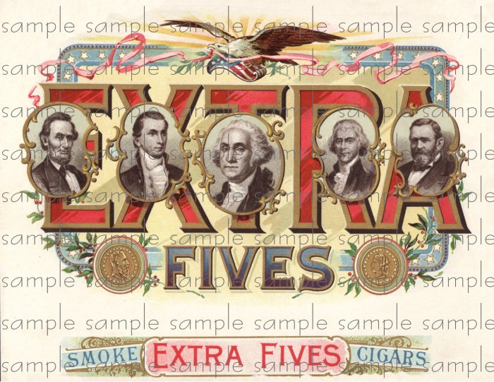Extra Five Digital Vintage Cigar Art Ephemera Scrapbooking Altered Art