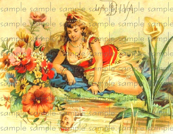 La Diva Vintage Digital Cigar Box Art Ephemera Scrapbooking Altered Art Decoupage