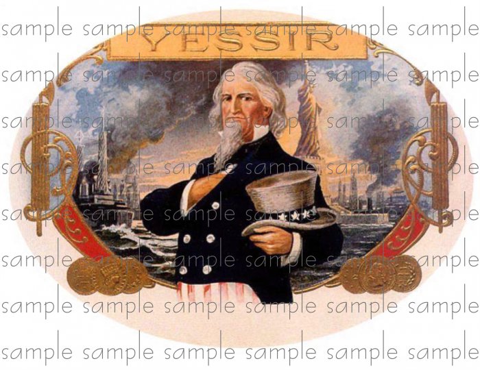 Yes Sir Vintage Digital Cigar Box Art Ephemera Scrapbooking Altered Art Decoupage