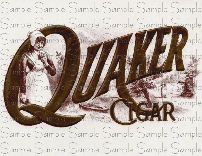 Quaker Vintage Digital Cigar Box Art Ephemera Scrapbooking Altered Art Decoupage