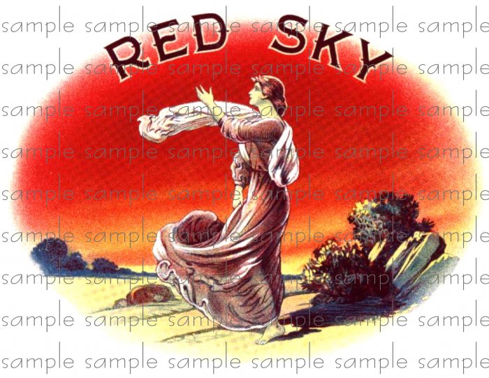 Red Sky Vintage Digital Cigar Box Art Ephemera Scrapbooking Altered Art Decoupage