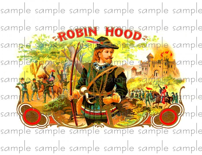 Robin Hood Vintage Digital Cigar Box Art Ephemera Scrapbooking Altered Art Decoupage