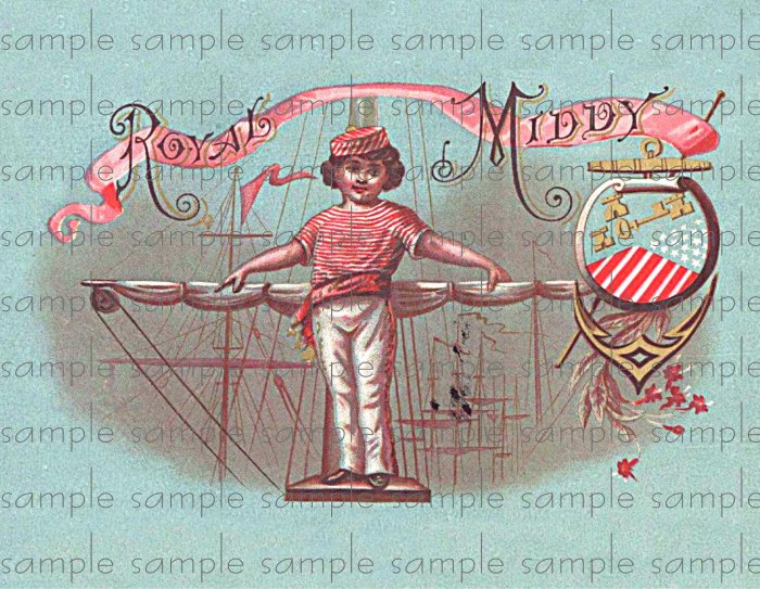 Royal Middy Vintage Digital Cigar Box Art Ephemera Scrapbooking Altered Art Decoupage