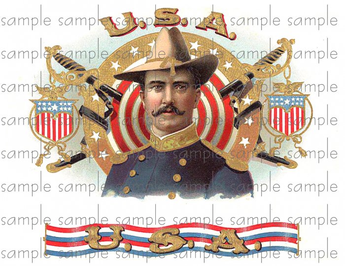 U.S.A Vintage Digital Cigar Box Art Ephemera Scrapbooking Altered Art Decoupage