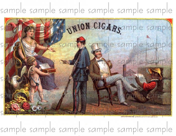 Union Cigars Vintage Digital Cigar Box Art Ephemera Scrapbooking Altered Art Decoupage