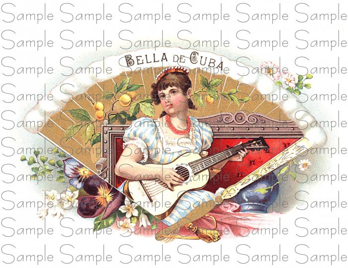 Bella De Cuba Digital Cigar Box Art Ephemera Scrapbooking Altered Art Decoupage