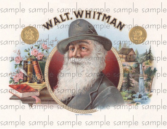 Walt Whitman Digital Cigar Box Art Ephemera Scrapbooking Altered Art Decoupage