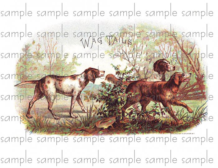 Wag Tails Digital Cigar Box Art Ephemera Scrapbooking Altered Art Decoupage