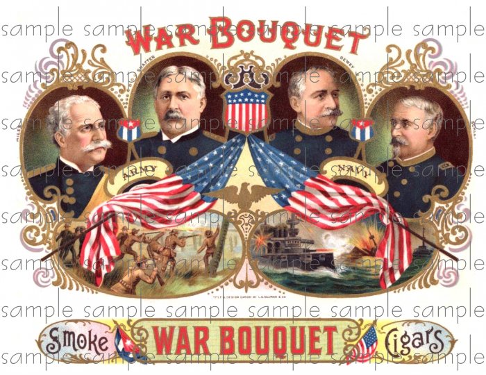 War Bouquet Digital Cigar Box Art Ephemera Scrapbooking Altered Art Decoupage