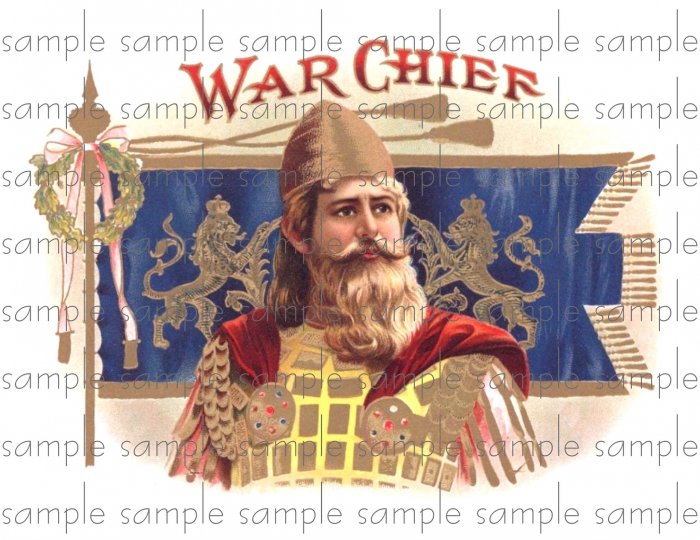 War Chief Digital Cigar Box Art Ephemera Scrapbooking Altered Art Decoupage