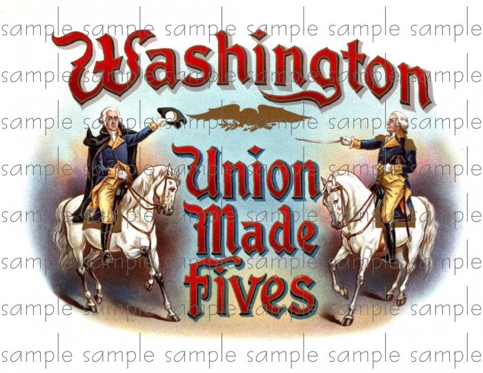 Washington Union Made Fives Cigar Box Art Ephemera Scrapbooking Altered Art Decoupage