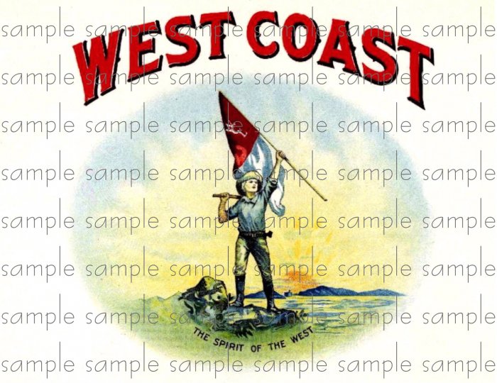 West Coast Cigar Box Art Ephemera Scrapbooking Altered Art Decoupage