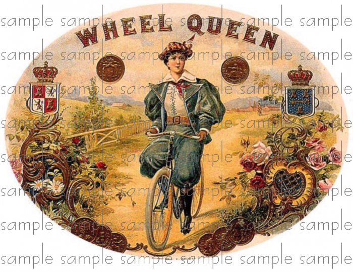 Wheel Queen Cigar Box Art Ephemera Scrapbooking Altered Art Decoupage