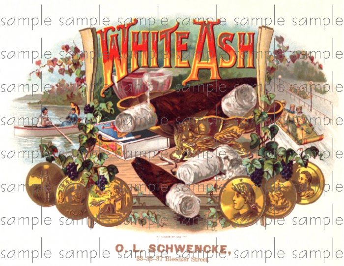 White Ash Cigar Box Art Ephemera Scrapbooking Altered Art Decoupage