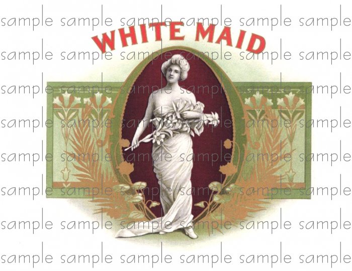 White Maid Cigar Box Art Ephemera Scrapbooking Altered Art Decoupage