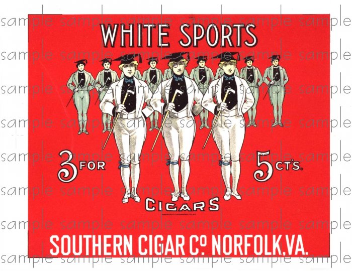 White Sports Cigar Box Art Ephemera Scrapbooking Altered Art Decoupage