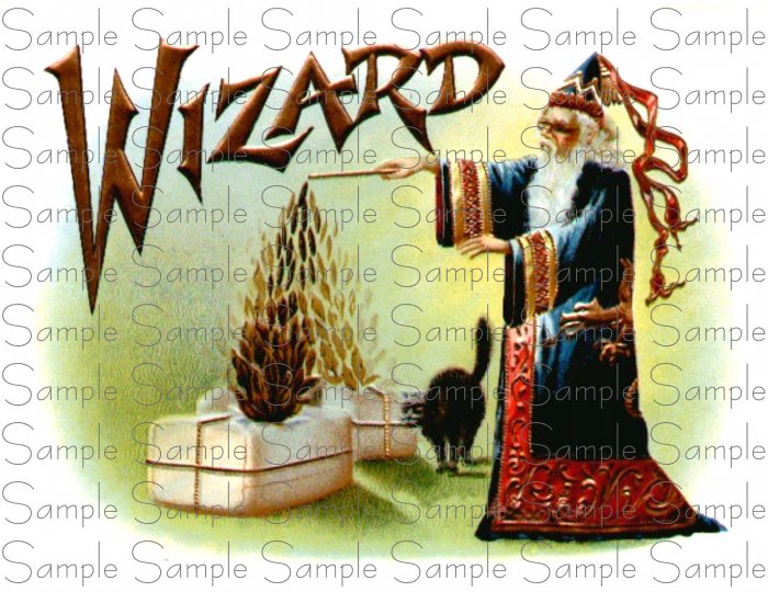 WIZARD Cigar Box Art Ephemera Scrapbooking Altered Art Decoupage
