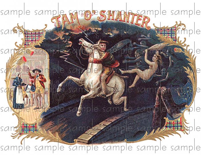 Tam O Shanter Cigar Box Art Ephemera Scrapbooking Altered Art Decoupage