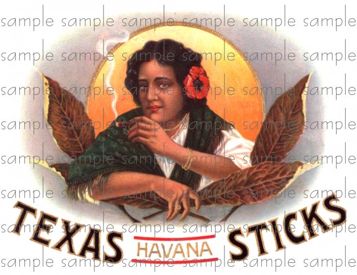 Texas Havana Sticks Cigar Box Art Ephemera Scrapbooking Altered Art Decoupage