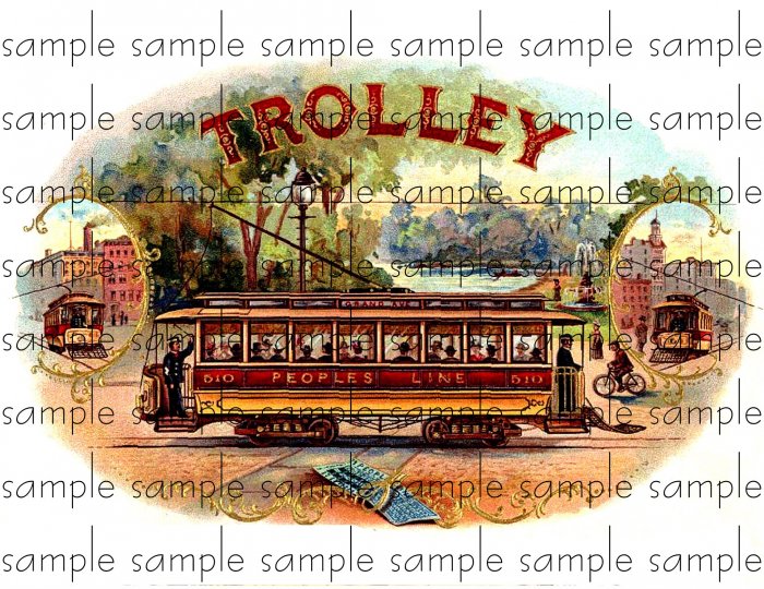 Trolley Cigar Box Art Ephemera Scrapbooking Altered Art Decoupage
