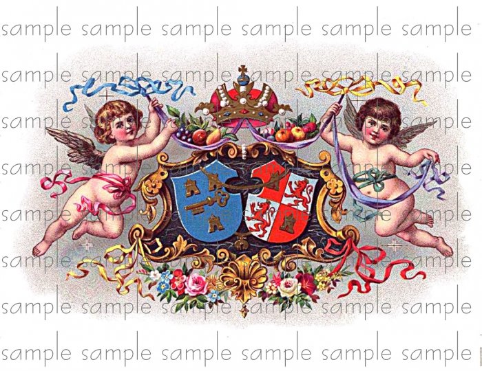 Two Cherubs Cigar Box Art Ephemera Scrapbooking Altered Art Decoupage