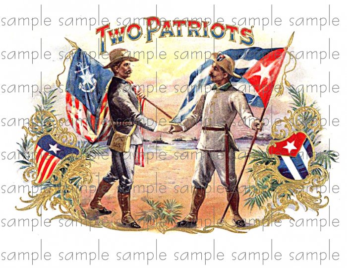 Two Patriots Cigar Box Art Ephemera Scrapbooking Altered Art Decoupage