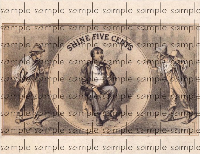 Shine Five Cents Vintage Digital Cigar Box Art Ephemera Scrapbooking Altered Art Decoupage