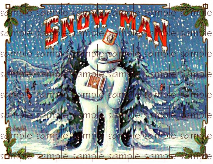 Snow Man Vintage Digital Cigar Box Art Ephemera Scrapbooking Altered Art Decoupage