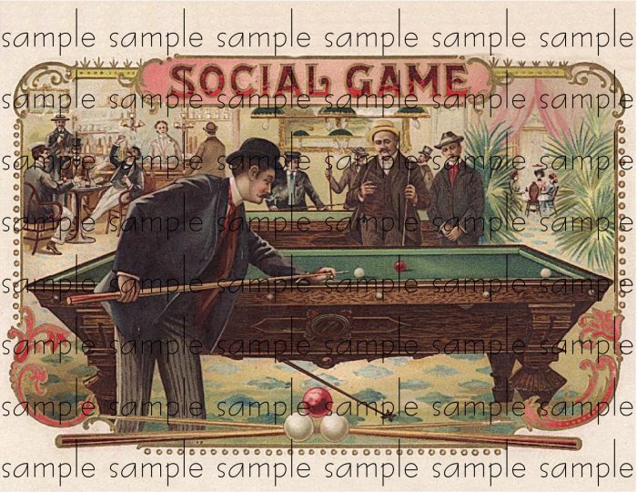 Social Game Vintage Digital Cigar Box Art Ephemera Scrapbooking Altered Art Decoupage