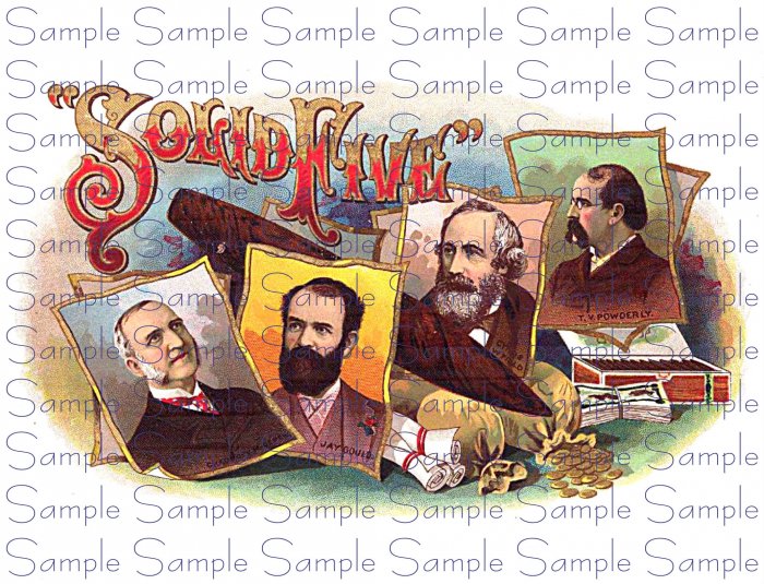 Solid Five Vintage Digital Cigar Box Art Ephemera Scrapbooking Altered Art Decoupage