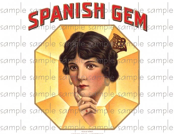 Spanish Gem Vintage Digital Cigar Box Art Ephemera Scrapbooking Altered Art Decoupage